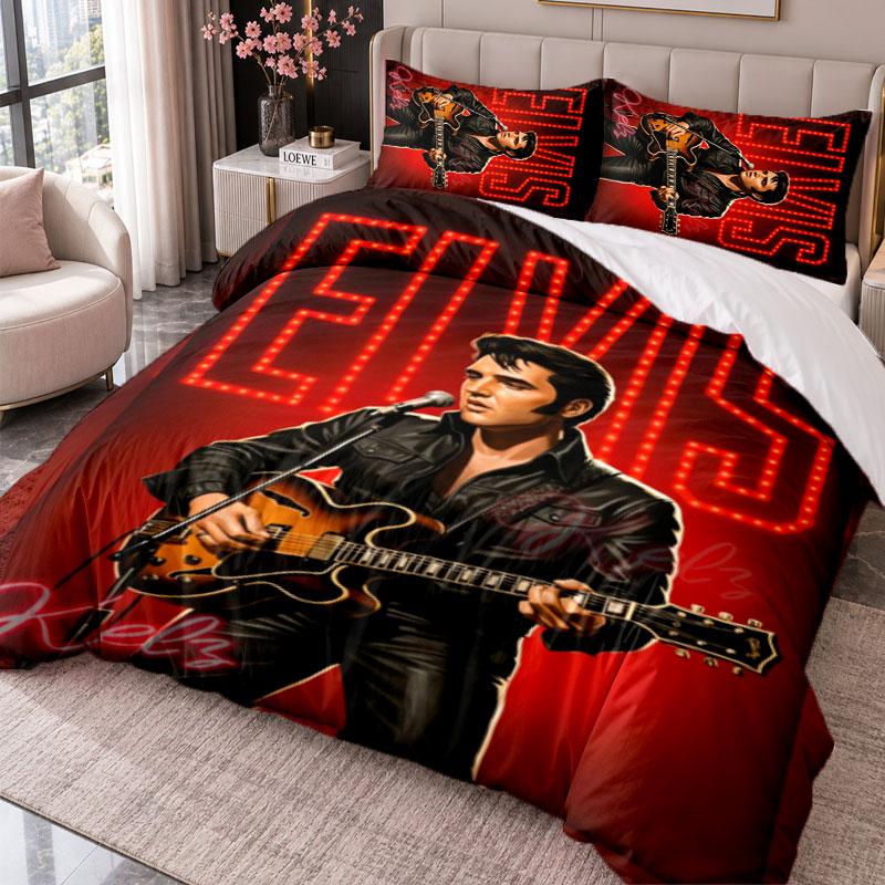 Elvis Presley 3Pcs Bedding Set Duvet Cover With Two Pillowcases For Bedroom Home Decoration