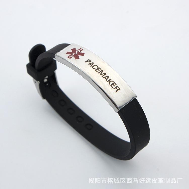 Trendy Medical Alert ID Bracelet Men PACEMAKER Wristband Adjustable Silicone Bracelets For Women Emergency First Aid