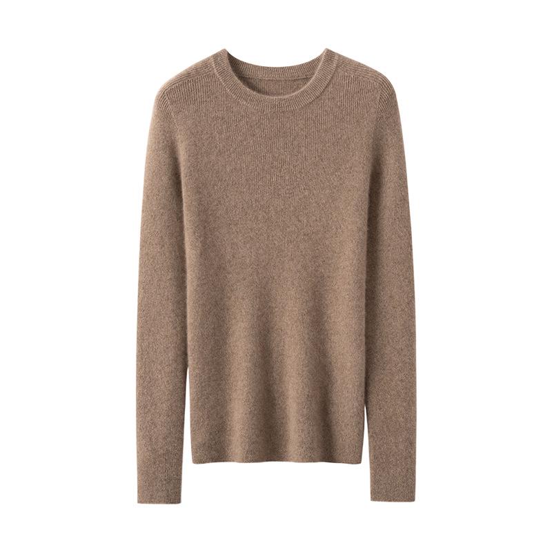 Le Kasha 2026 Women's 100% Cashmere Sweater: Ribbed Round Collar, Long Sleeve, Twelve Gauge Single Thread