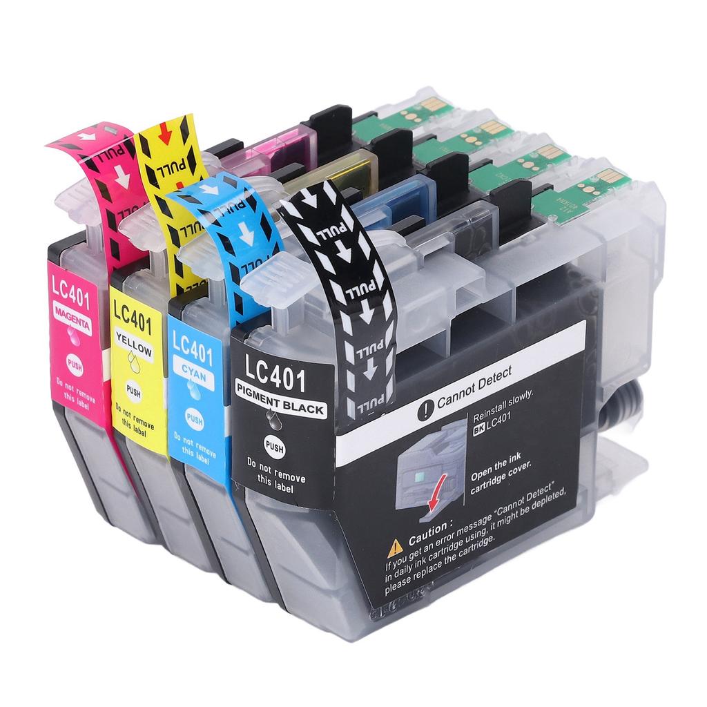 Sada 4ks inkoustových kazet pro výměnu inkoustové tiskárny Černá azurová purpurová žlutá LC401