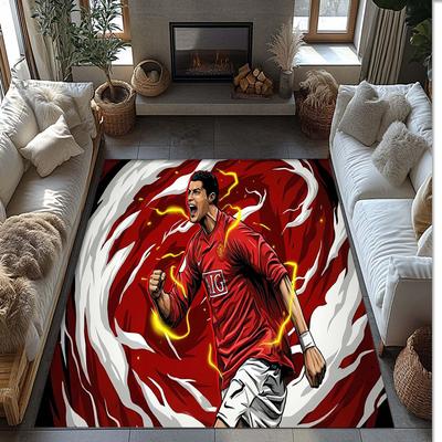 Cristiano Ronaldo Printed Flannel Area Rug Non Slip Soft Polyester Floor Carpet Indoor Decor Mat for Bedroom Living Room Sofa