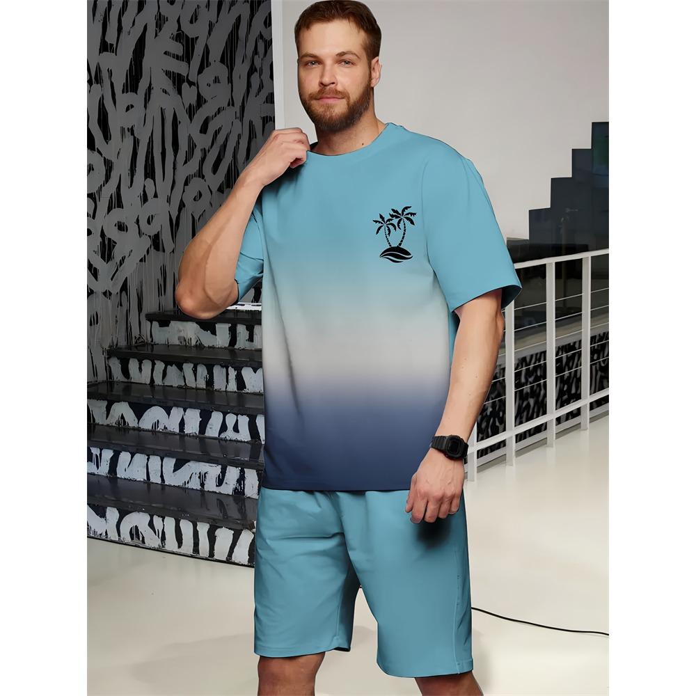 New Summer Men's Outdoor Sports Short Sleeve Breathable Suit Letter Pattern Design Leisure Fashion Street Style Two Piece Set