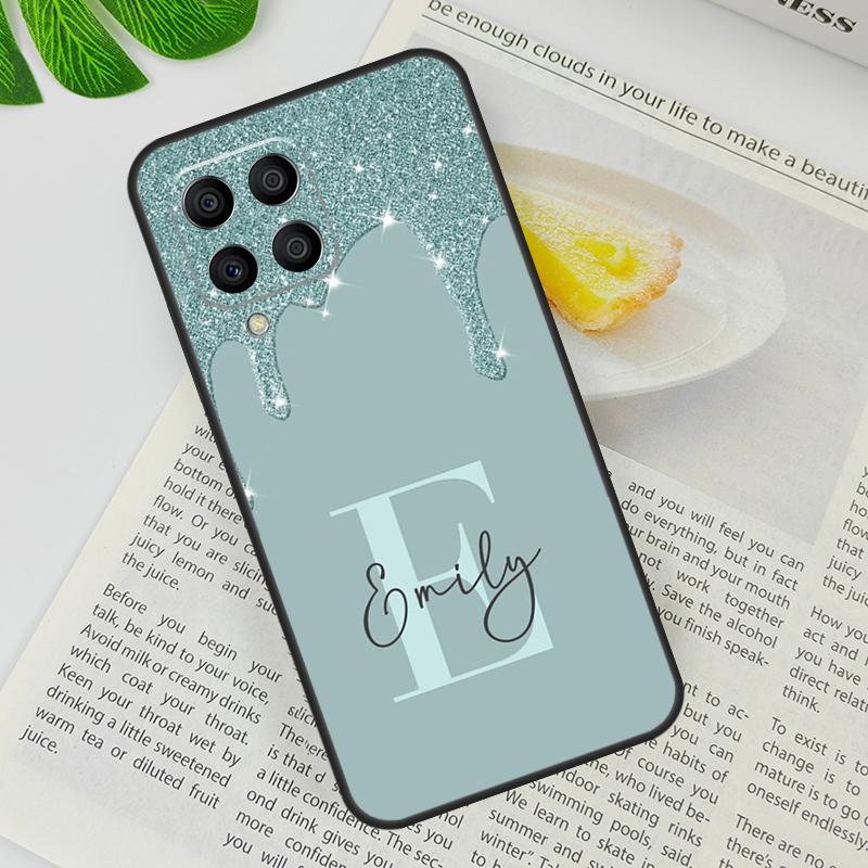Personalised Name slim glitter Cover For Samsung Galaxy M14 M34 M54 M11 M12 M22 M32 M52 M13 M23 M33 M53 M51 M30s M31s Case