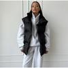 Autumn Winter Sleeveless Jacket Women Fashion Loose Thick Vest Solid Color Casual Sport Cotton Jacket Stand Collar Coat Warm Female Waistcoat
