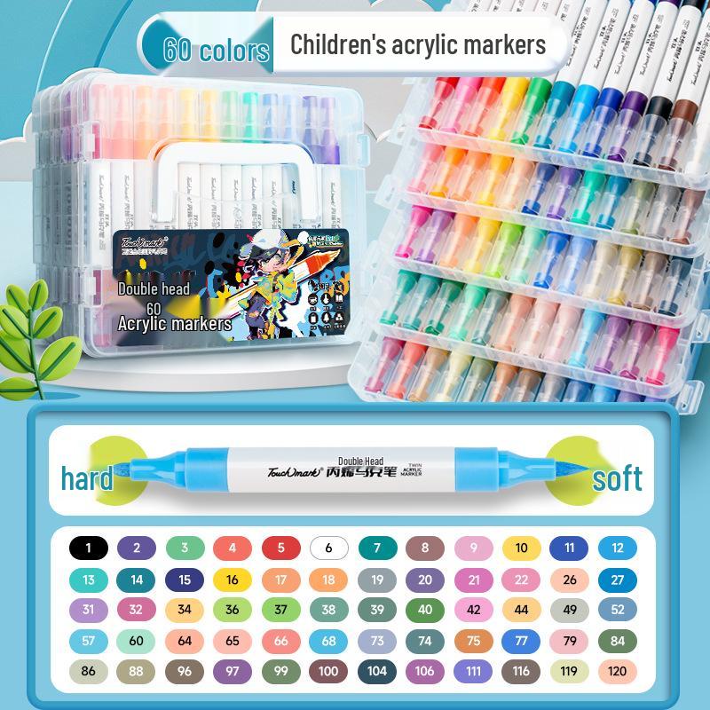 Soft Tip Acrylic Marker Pen Set for Kids' Art - Stackable, 60 or 80 Colors