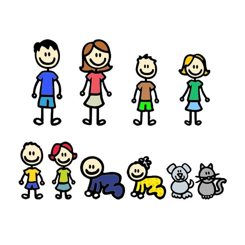 Happy Family Car Sticker Decals Car Body Styling Cartoon Vinyl Decal Funny Children Play Auto Stickers Decor