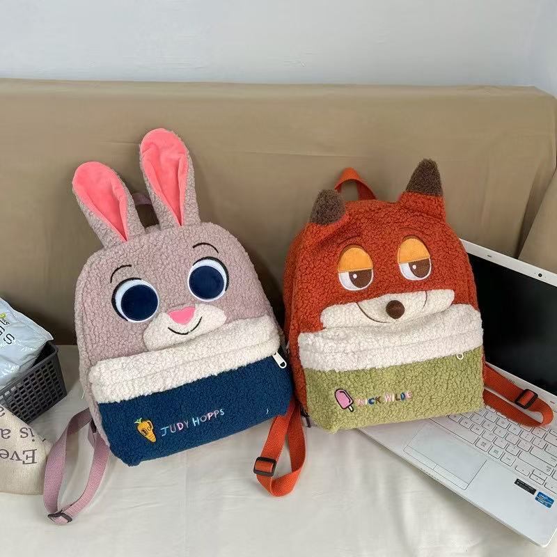 New Nick & Judy Backpack Cute Cartoon Plush Backpack Ultra Lightweight Large Capacity Doll Bag For Students Kids Gift