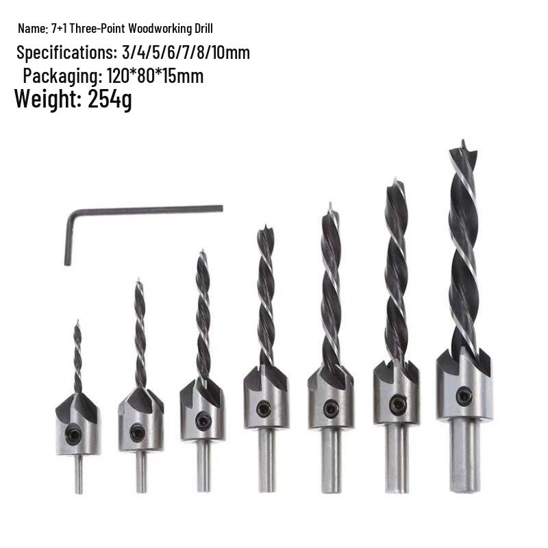 Foret à bois rétro à trois pointes réglable pour le fraisage et le travail du bois polyvalent