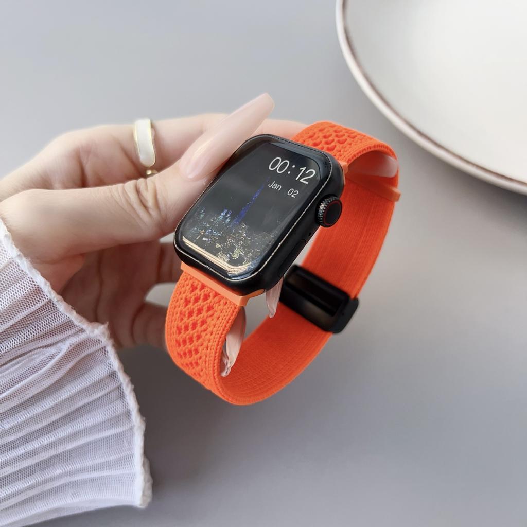 Applicable To Iwatch10Th Generation Apple Watch Applewatch9876Se Magnetic Strap Nylon Braided Breathable