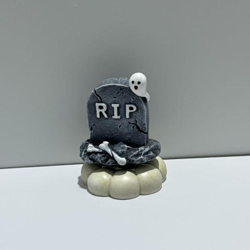New Halloween Resin Figurine - Ghost Pumpkin Skull Tombstone - Creative Desktop Decoration