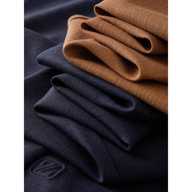 Relaxed Fit Linen Blend Trousers Men Straight Leg Casual Pants Fall Fashion