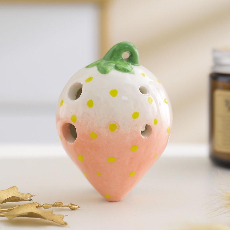 Strawberry Six-Hole Ceramic Ocarina - Musical Instrument Toy for Kids