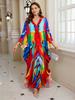 2025 European & American Cotton Printed Beach Dress Women's Long Loose Cover-Up with Sun Protection
