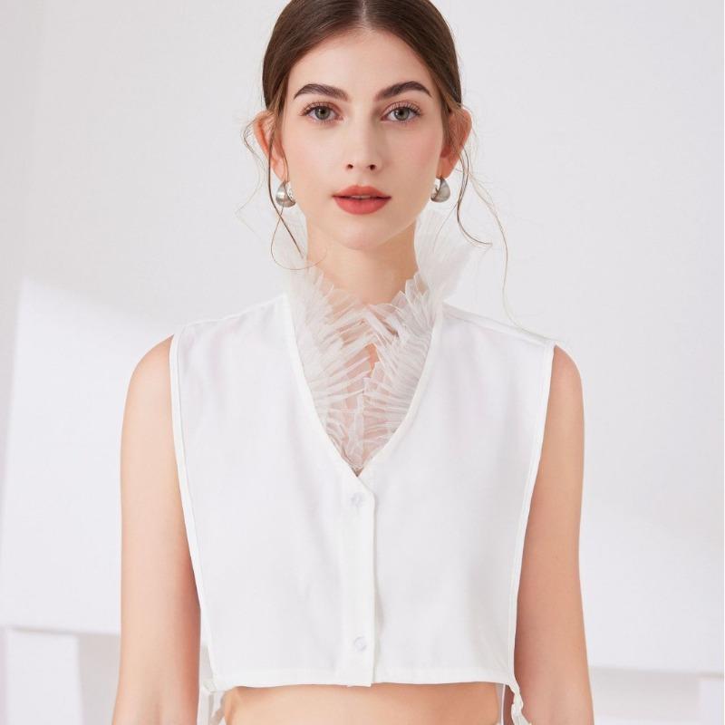Lace V-neck Shirt Detachable Collar for Sweater Autumn Fake Collar Woman Removable Shirt Neck False Collar