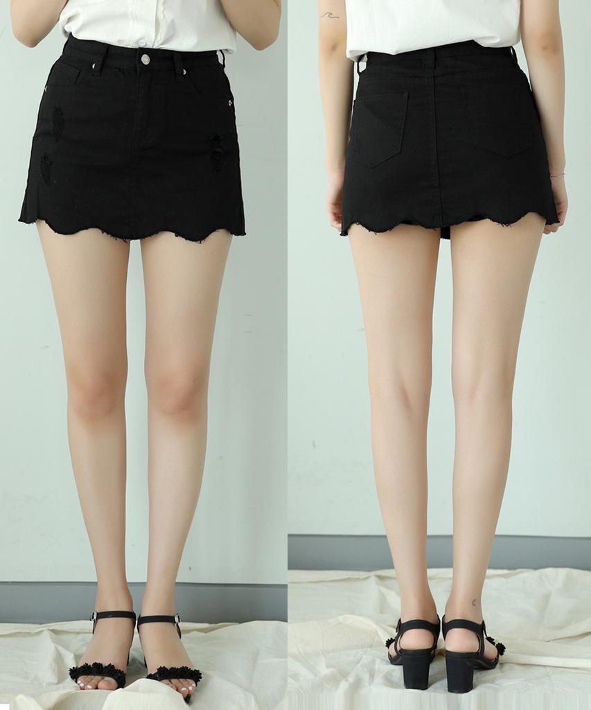 Ppaeppae Black Wave Stretch Skirt Pants