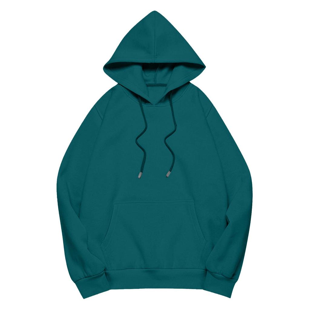 Women Solid Color Pullover Hoodie Long Sleeve Drawstring Pocket Oversized Casual Street Sweatshirt 2026 Fall Winter Top