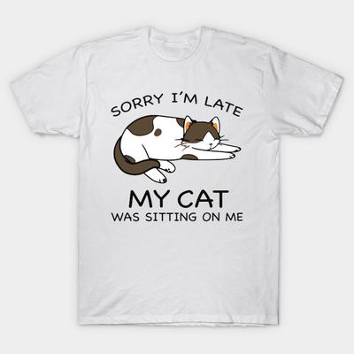 T Shirt Women Sorry Im Late My Cat Was Sitting On Me Harajuku Print Kawaii Tshirt Summer Short Sleeve Female T-Shirt Top Tee