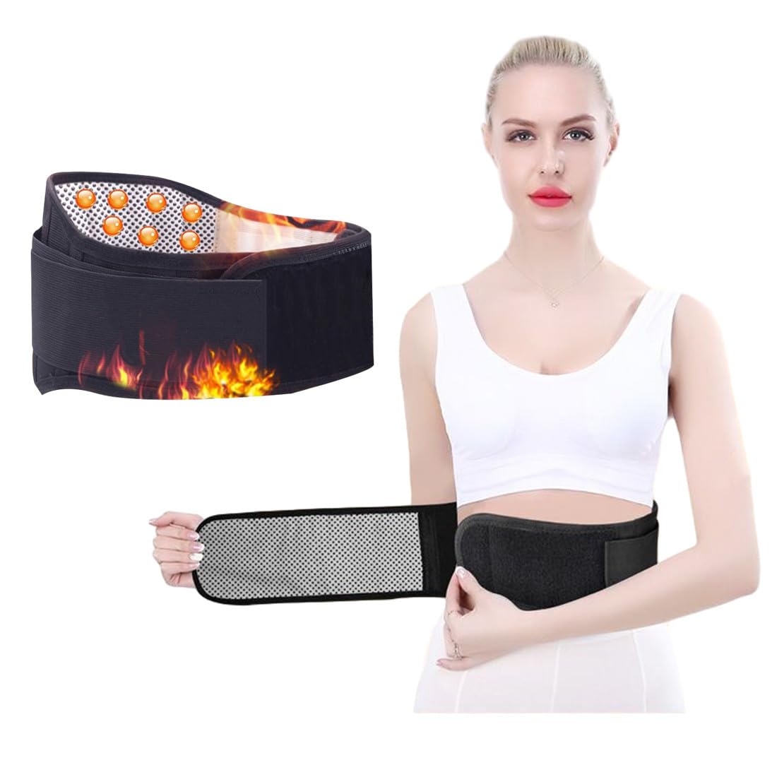 Heating Lower Back Brace Back Support Belt for Pain Relief Heated Back Brace Magnetic Therapy Waist Belt Wrap Adjustable Heating Lumbar Support Belt