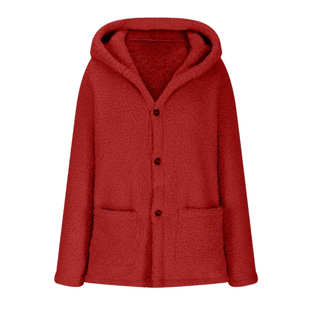 Ladies Casual Fashion And Winter New Cardigan Coat Plush Fashion Solid Color Coat