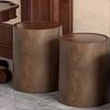 Multi-scene Imitation Wood Grain Trash Can Vintage Garden Trash Can with Lid for Home Office Vintage Decorative Storage 