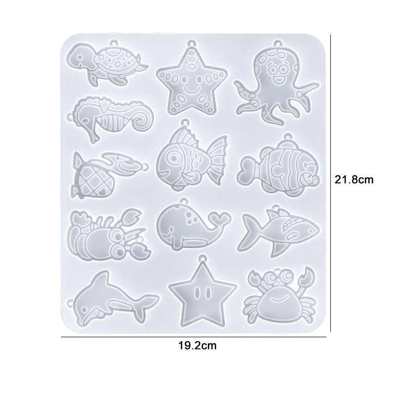 Ocean Series Earring Silicone Mold Fish Seashell Resin Casting Mould for Pendant Earring Jewelry Keychain Making DIY Craft