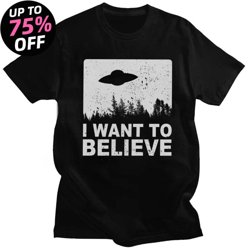 

Animal Harajuku Streetwear Stylish Male The X Files I Want To Believe T-shirt Men O-Neck Cotton T Shirt Alien UFO Area 51 Tshirt S разноцветный