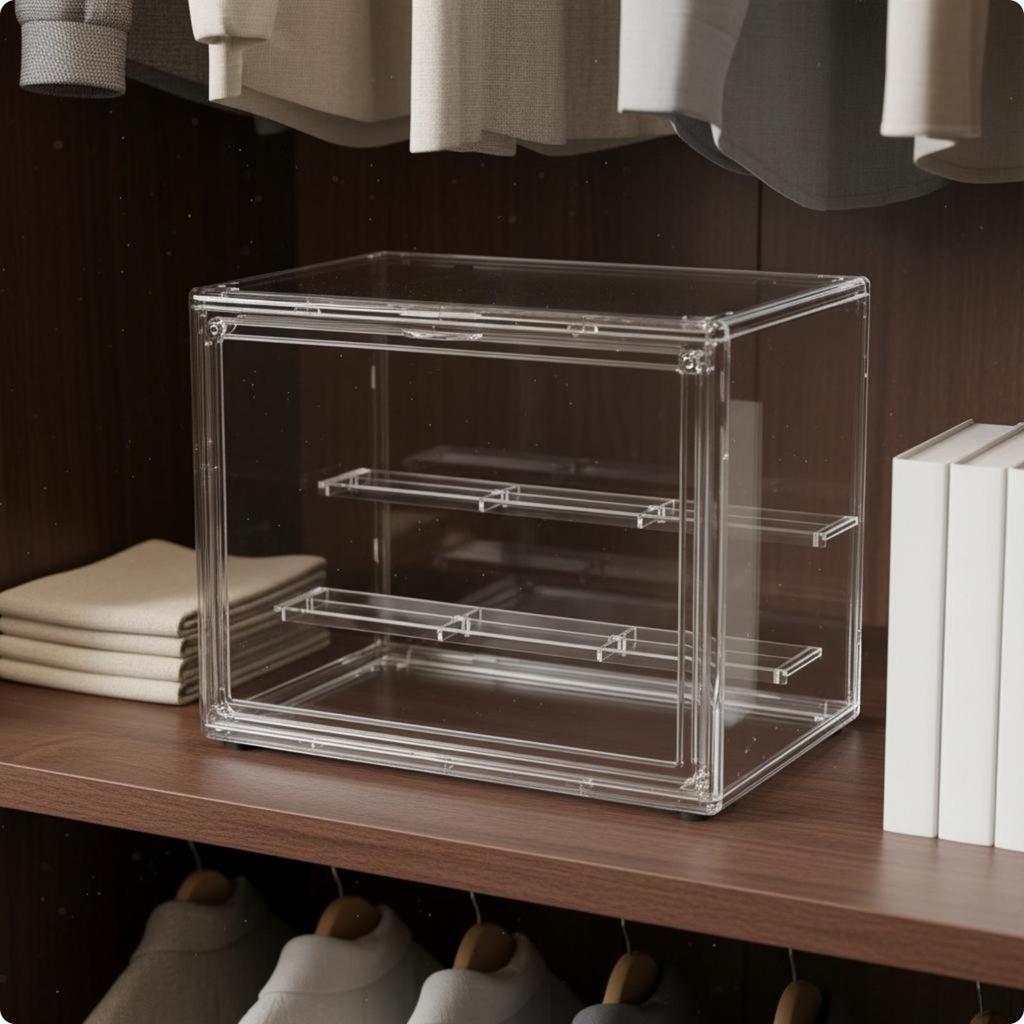 Transparent Handbag Display Case Stackable Clear Acrylic Bag Box for Closet, Wardrobe, Bedroom
