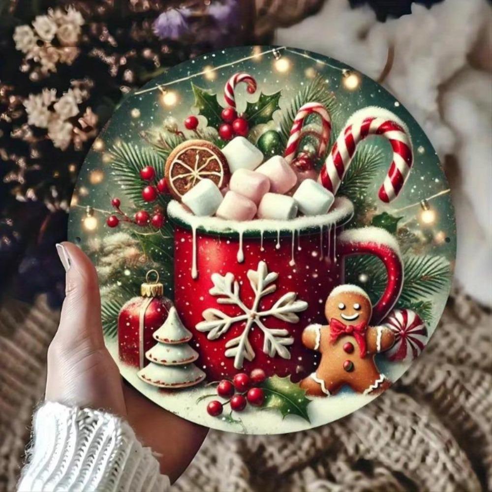 Metal Gingerbread House Wall Art Christmas Decor Sign Aluminum Home Cafe Decor