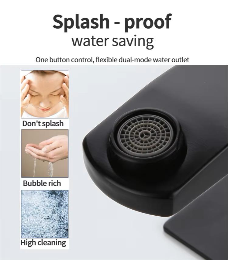 Square Matte Black Stainless Steel Single Hole Bathroom Mixer Tap Deck Mounted Single Handle Cold and Hot Water Basin Faucet