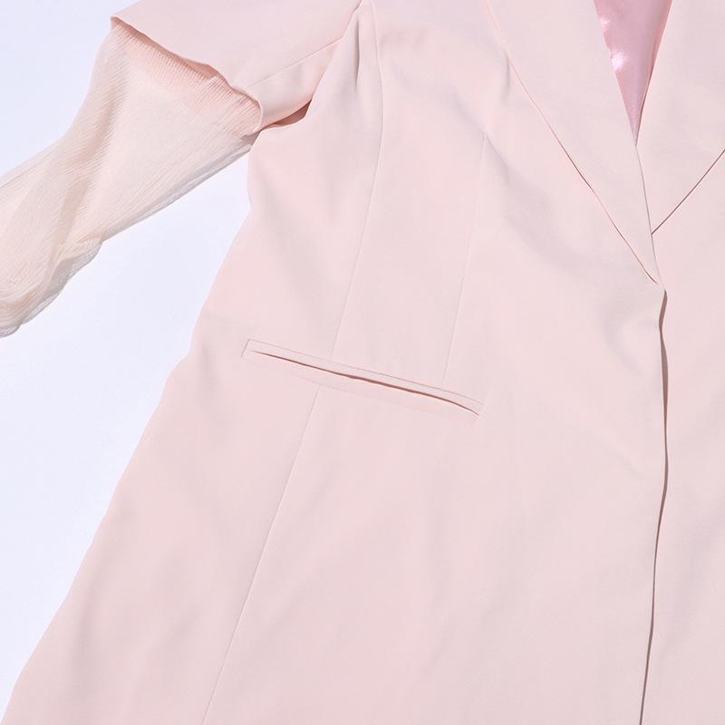 2025 Women's Autumn Commuter Long Sleeve Suit Jacket with Lapel and Sheer Paneling