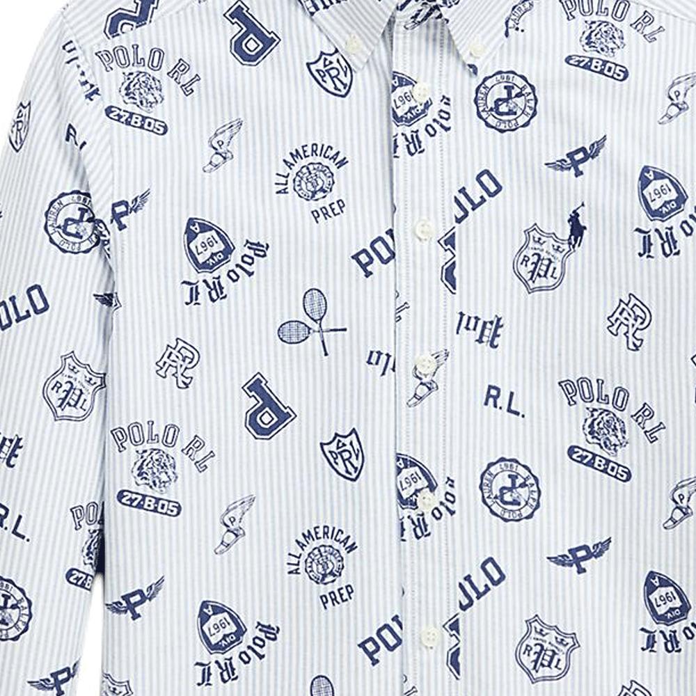 Polo Ralph Lauren Logo Print Long Sleeve Shirt Kids shirts White CWPOWOVY6820514-999