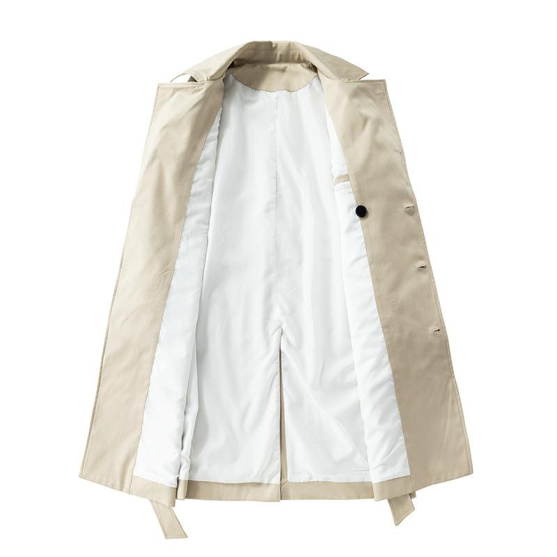Spring Men's Casual Sports Versatile Loose Mid Length Double Breasted Windbreaker Jacket