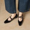 Krazing Pot Genuine Leather Square Toe Low Heels Summer Shoes Big Size 42 Buckle Straps Women Shallow Pumps