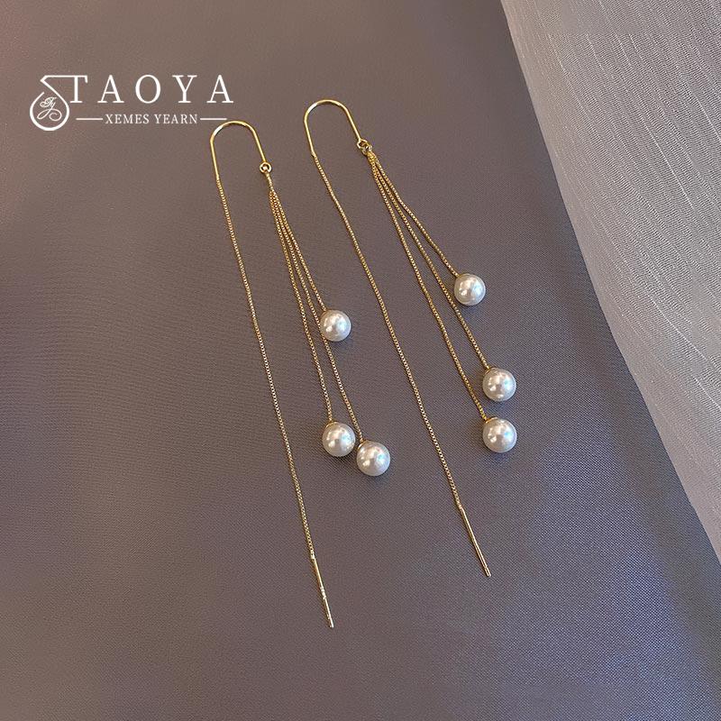 

High end Long Tassel Pearl Earrings 2026 Design Gold Color Eardrop For Womens and Girls New Western Style Jewelry accessories