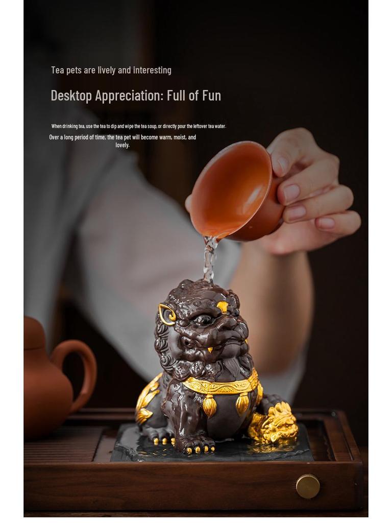 Purple Clay Pixiu Tea Pet for Kung Fu Tea Set, Desktop Decoration