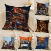 Chongqing A World-Renowned Cyberpunk City 1 Pillow Case Natural Linen Double-Sided Printing Sofa Home Decor Cushion Cover