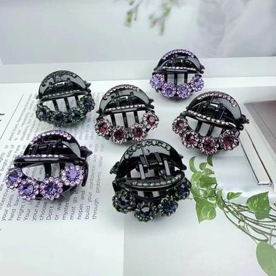 Sparkling Floral Rhinestone Hair Clips: Medium & Small Czech Crystal Claw Clips