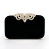 Wine Red Velvet Diamond Decoration Dinner Clutch Bag Celebrity Banquet Bag Cheongsam Temperament Portable Small Square Bag Woman