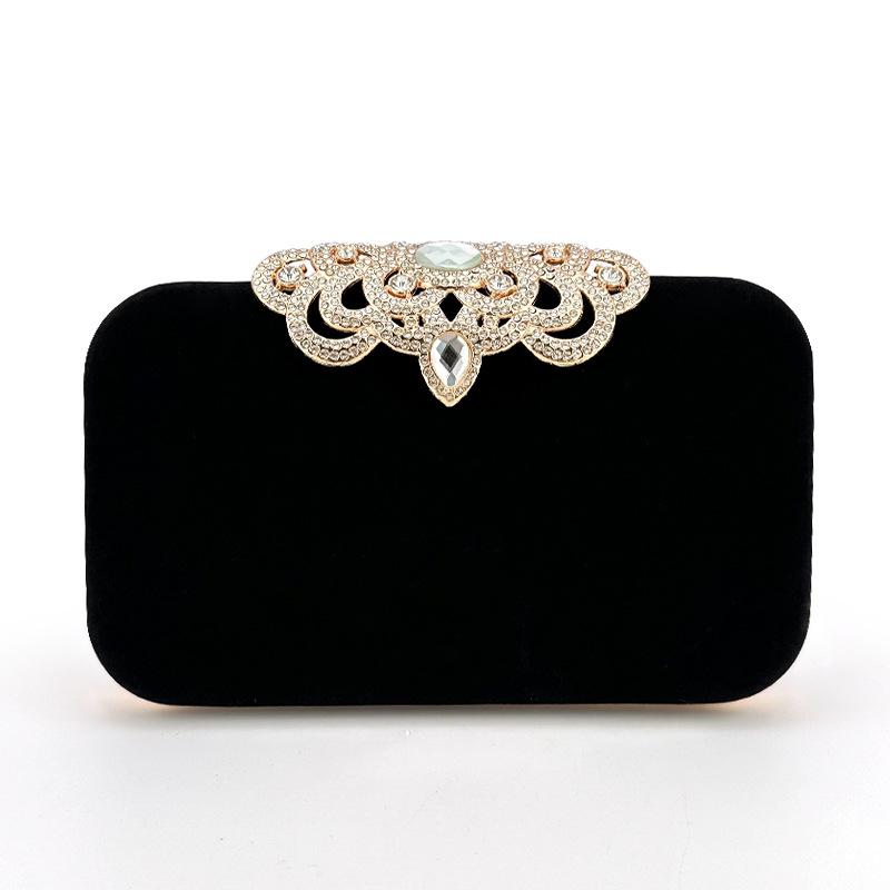 Wine Red Velvet Diamond Decoration Dinner Clutch Bag Celebrity Banquet Bag Cheongsam Temperament Portable Small Square Bag Woman