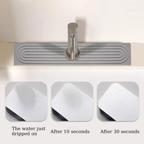 Faucet Mat for Kitchen Sink Super Absorbent Diatomite Fast Drying Countertop Water Droplet Absorber Prevents Moisture Bathroom Counter Sink Drying Pad