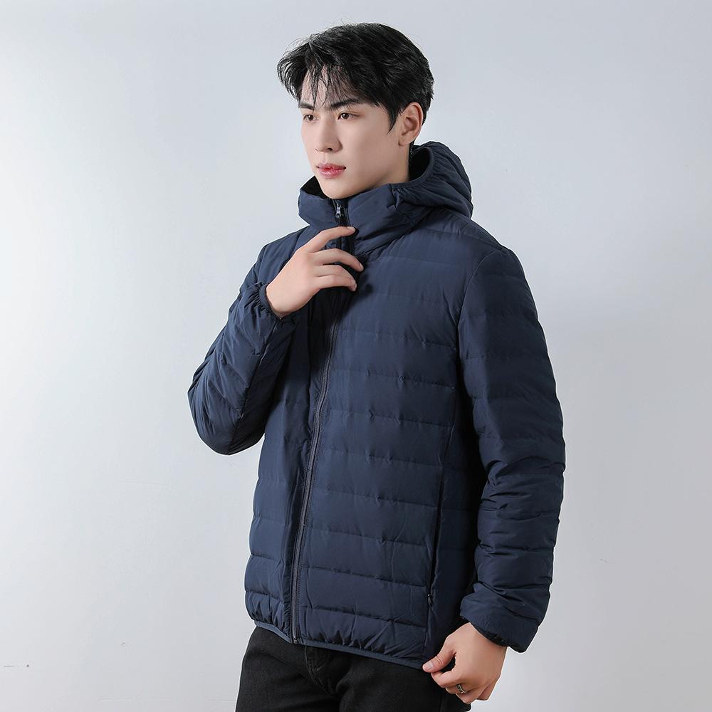 New Men's Down Men's Clothing Hooded Hooded Seamless Fabric Light Down Jacket Large Size Jacket
