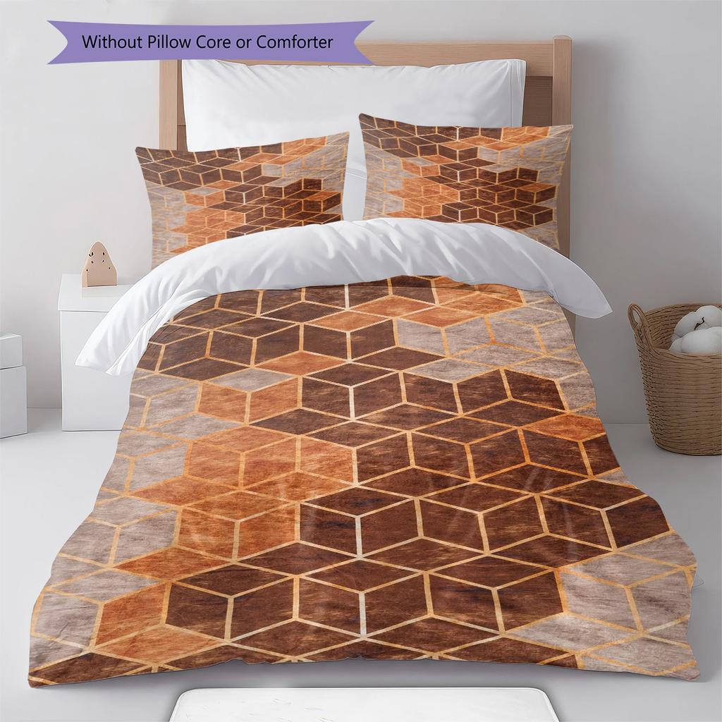 Geometric Marble Pattern Bedding Quilt Set Quilt Cover Pillowcase Home Decoration Gift (1 * duvet cover + 2 * pillowcase, without core)