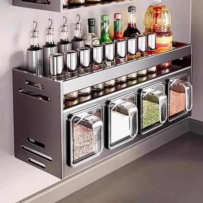 Edelstahl Küche Gewürz Rack Wand-Montiert Multi-Funktionale Spice Rack Box Jar Küche Lagerung Hause Organizador De Cocina
