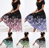 Women's Square Neck Short Sleeve Multi-color Print Dress In Stock
