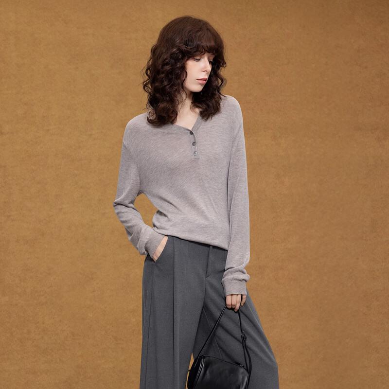 Pull en maille Demana pour femme à col en V en laine d'agneau