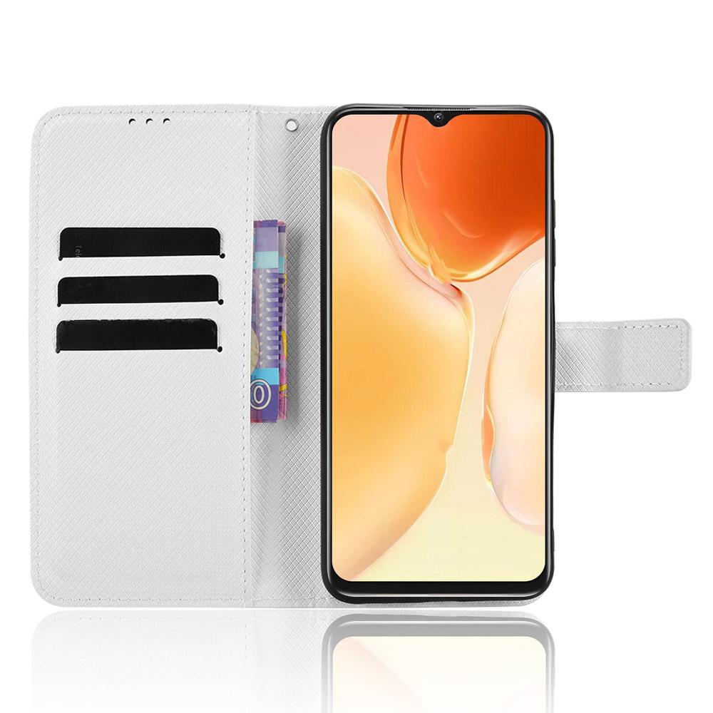 Pro Oukitel C61 Pro/Oukitel C61 Kožené pouzdro peněženka s popruhem Diamantová textura Kryt na telefon