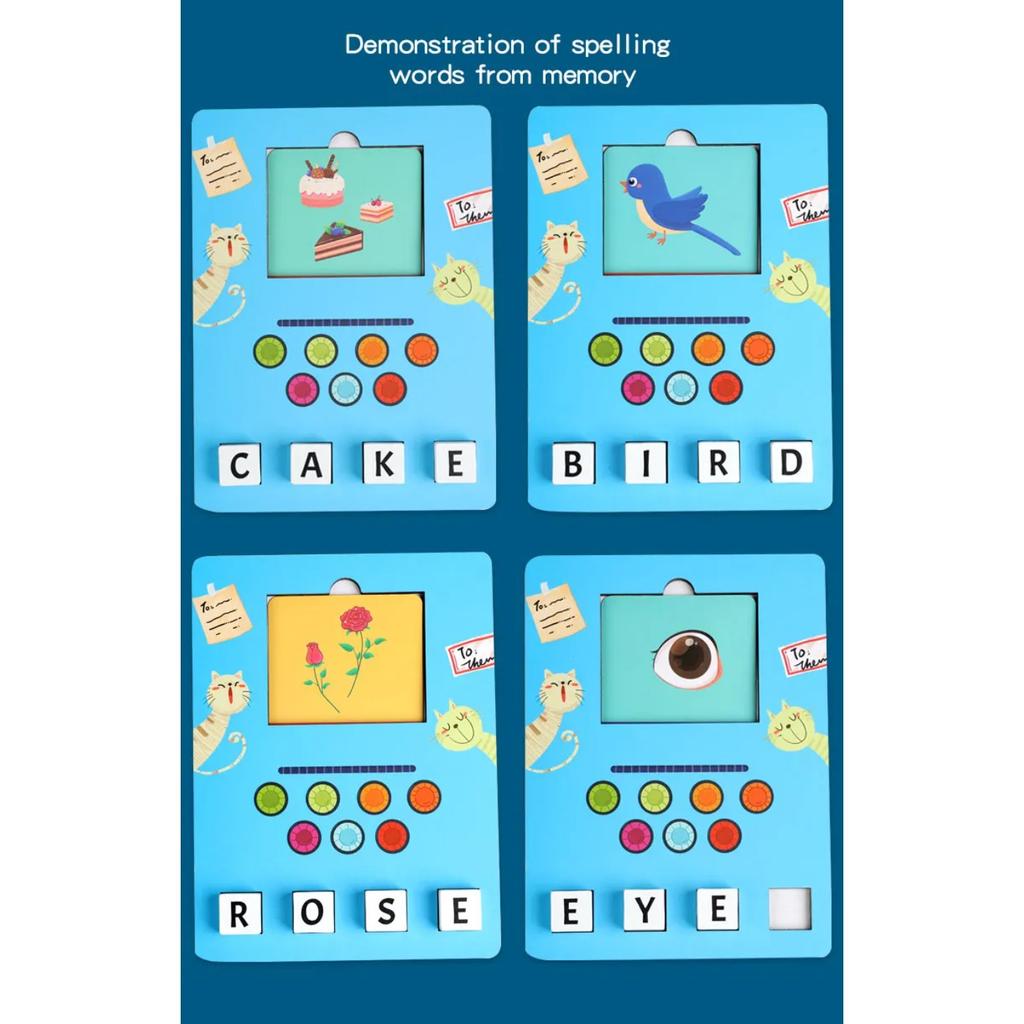 Wooden Building Block Puzzle Alphabet Spelling Educational Toy Letter Recognition Logical Thinking Learning Playset for Kids
