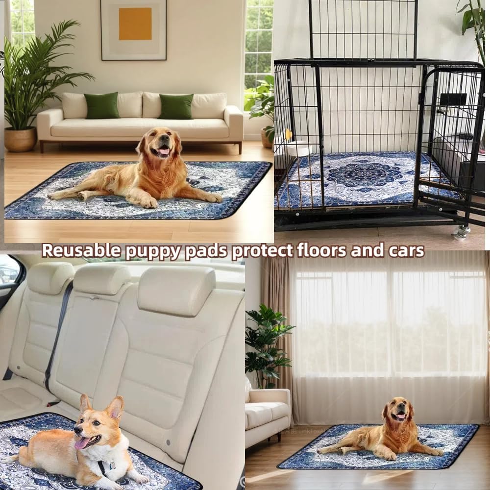Washable Pee Pads for Dogs, 36''X36''Reble Puppy Pads, Waterproof Potty Pads,Absorbent Whelping Pad, Non-Slip Training Mats for Crate,Bed,Playpen