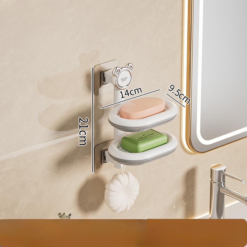 Non-perforated Wall-mounted Soap Box Multi-layer Rotating Bathroom ShelfDraining Box