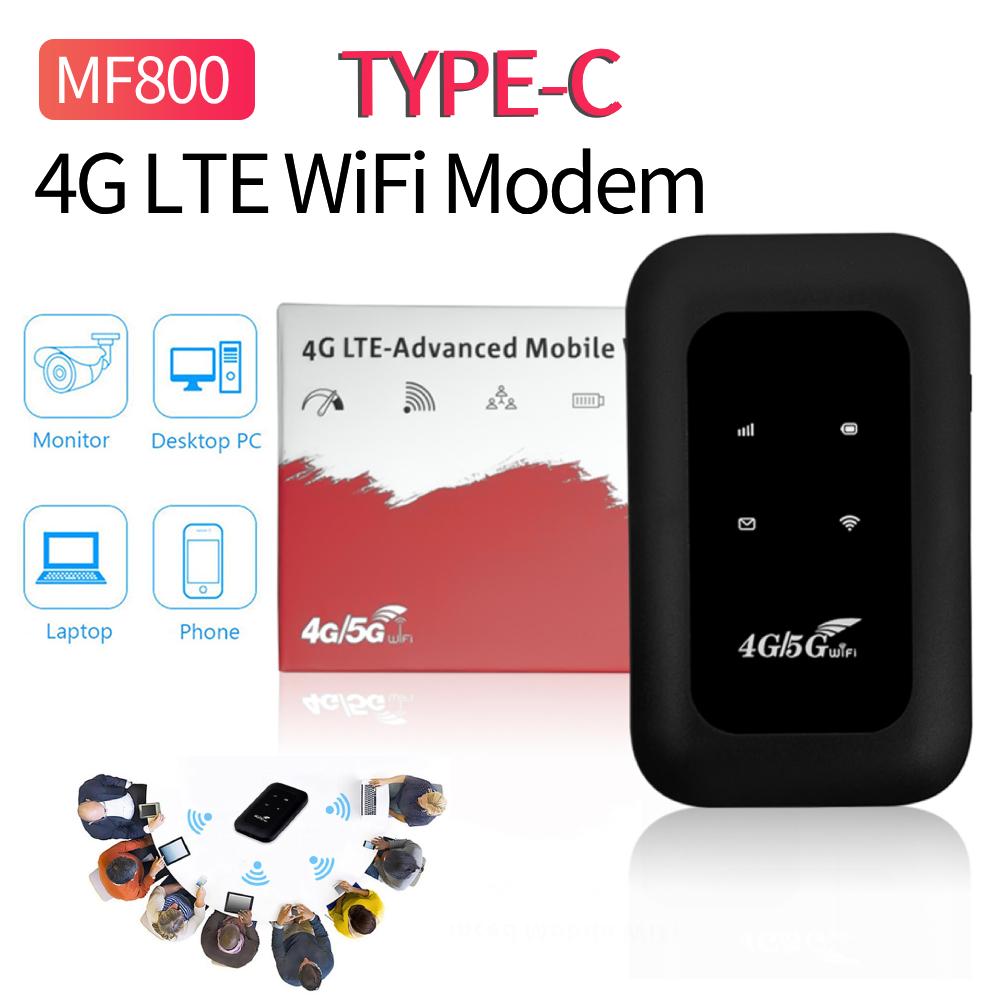 MF800 High Speed 4G LTE WiFi Modem Mobile WiFi Hotspot with SIM Card Slot Wireless Router Type-C 2100mAh for Travel Camping